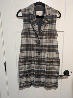 Hinge Plaid Sleeveless Longline Mini Dress